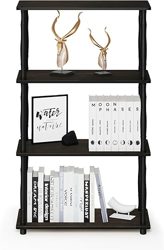 Vista 340 de Furinno Turn-N-Tube - Estantería multiuso de 5 niveles, estantería para exhibición, almacenamiento o libros, con tubos redondos, color cereza claro