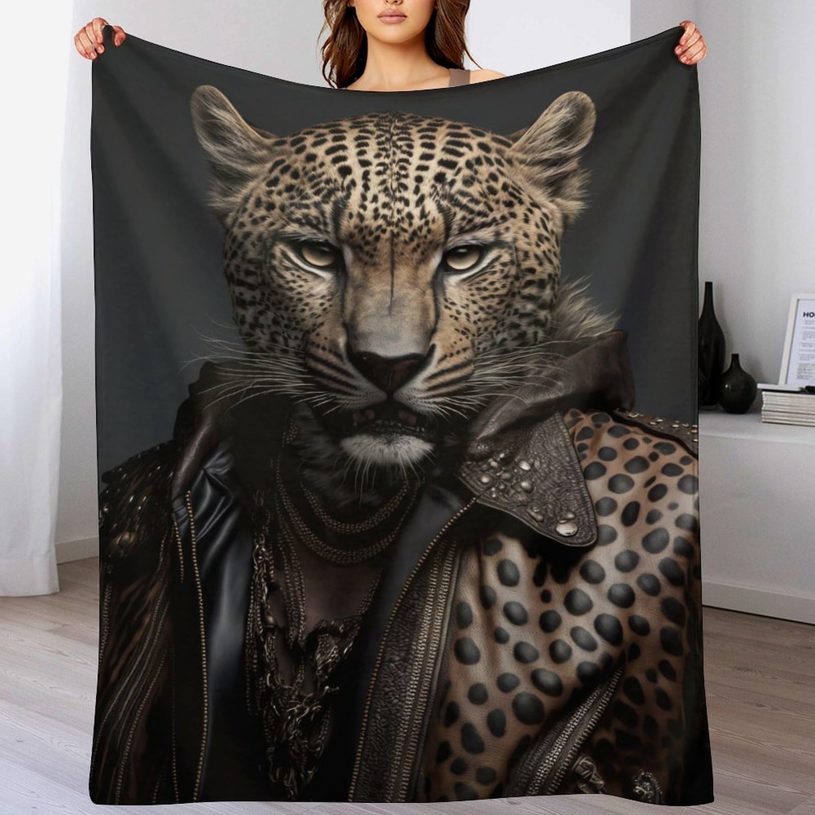 Couverture en flannel jaguar haut de gamme avec peluche ultra luxueuse et douce