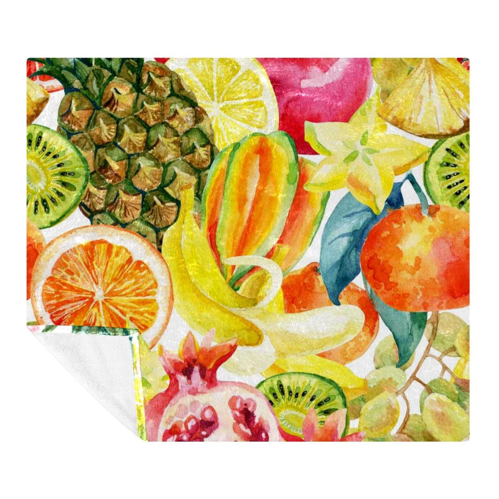 Couverture polaire de literie ananas grenades orange raisin pour lit