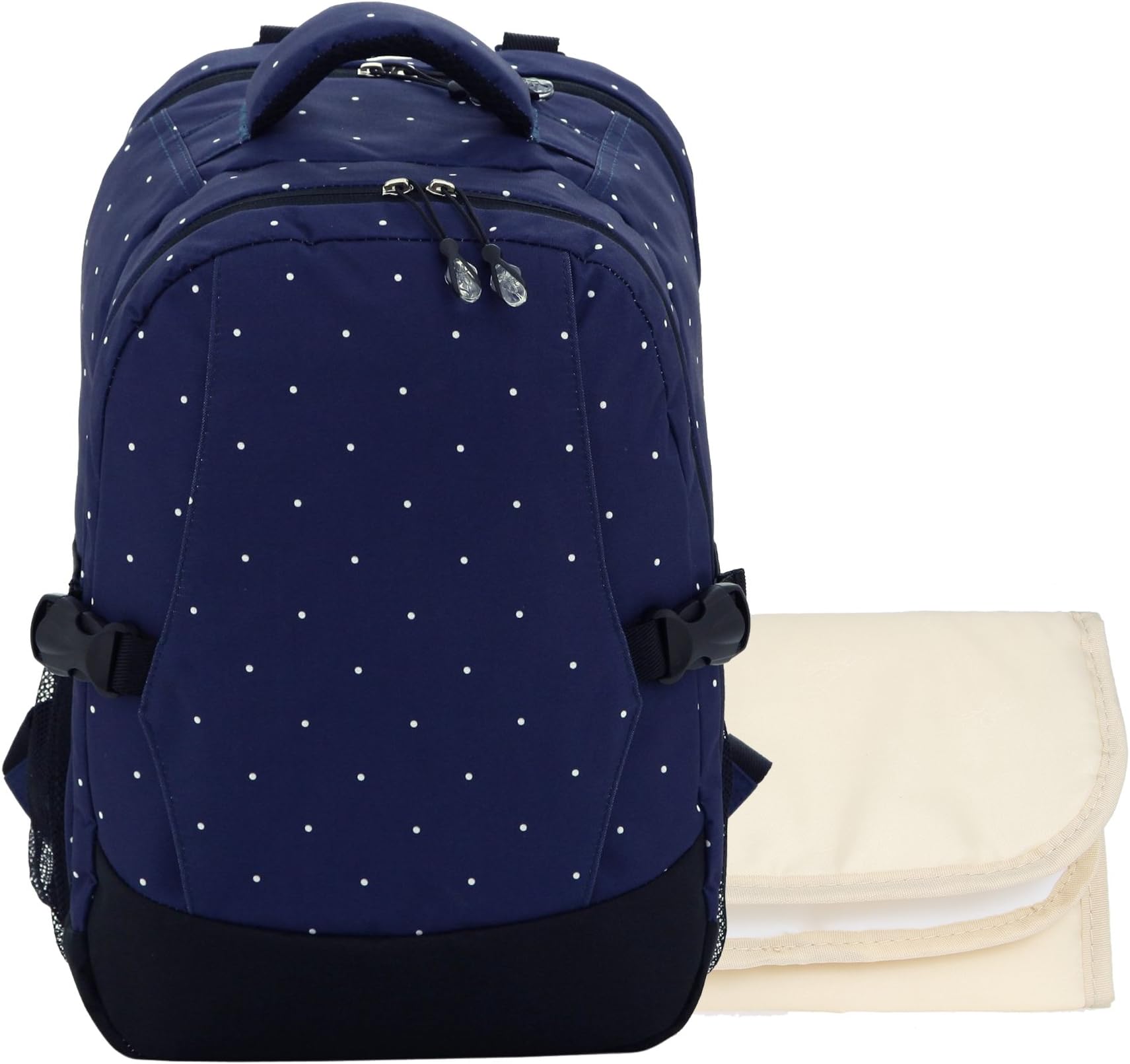 Damero Travel Backpack Diaper Bag with Changing Pad (Blue with dots)