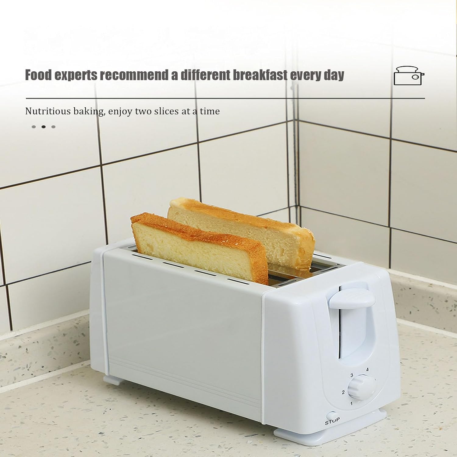 Versatile Toaster，Counter Toaster， Extra Wide Slots 2 Slice，6 Shade Settings， Stainless Steel Sandwich Maker ，Kitchen Gadgets (White)