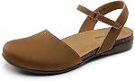 DREAM PAIRS Women's Flat Sandals Cork Round Toe Footbed with Ankle Strap and Arch Support for Casual Work Office Slingback Dress Shoes