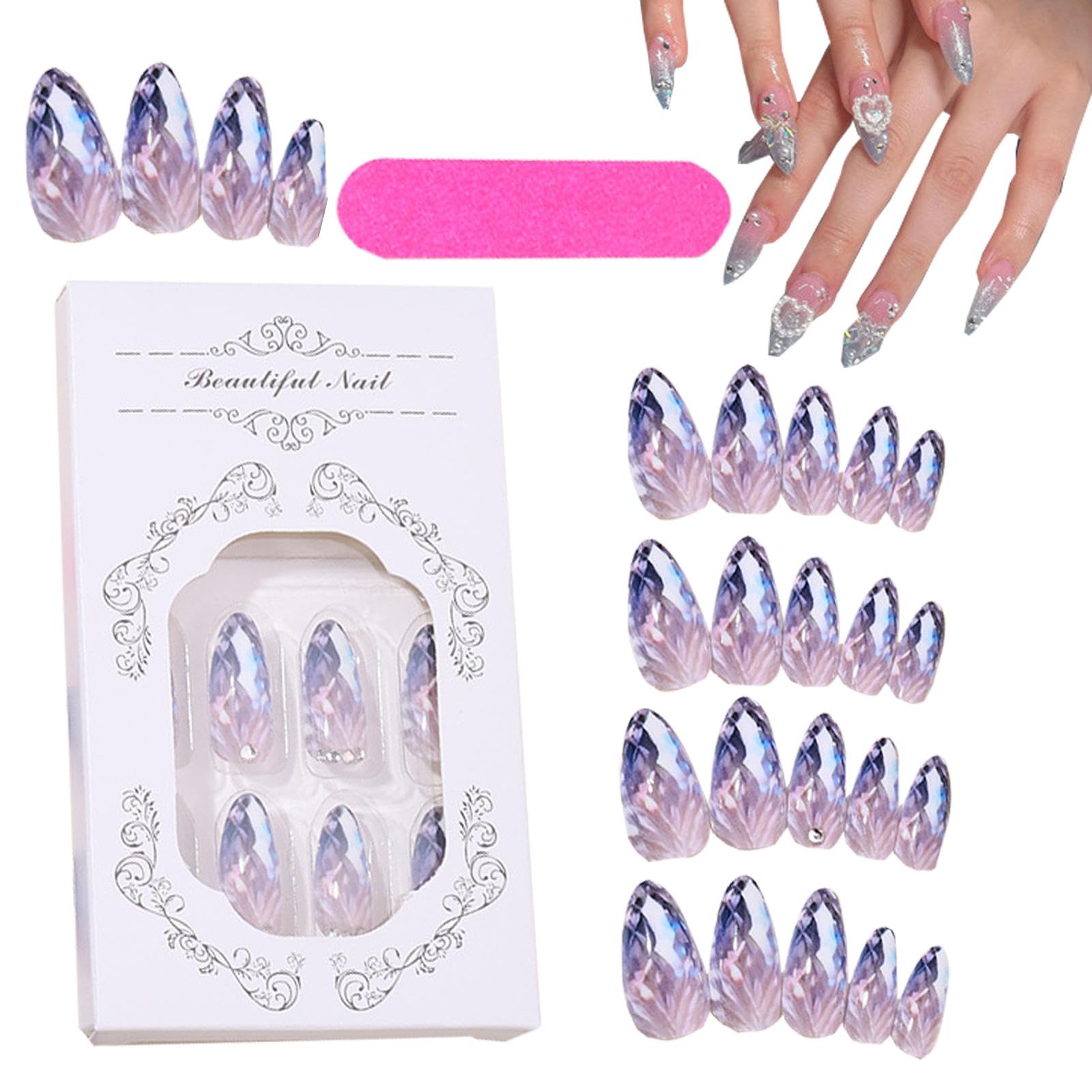 Amazon.co.jp: アーモンド ネイル セット - 12 サイズ 便利な