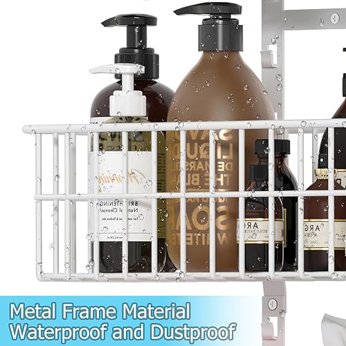 Miniatura 7 de Organizador ajustable sobre la puerta, organizador de puerta colgante de metal con 5 cestas de alambre, 7 ganchos, estante montado en la pared para