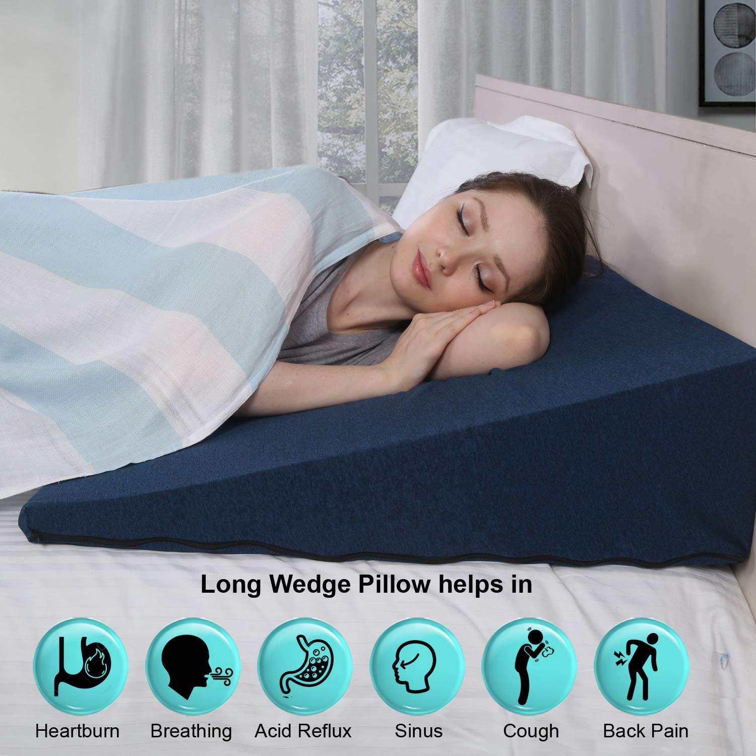 METRON Memory foam Semi Long Bed Wedge Pillow for Acid Reflux for