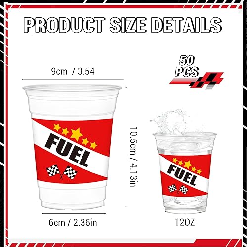 Miniatura 3 de 50 tazas de auto de carreras, vasos de combustible de 12 onzas, suministros para fiestas de cumpleaños, suministros para fiestas de cumpleaños