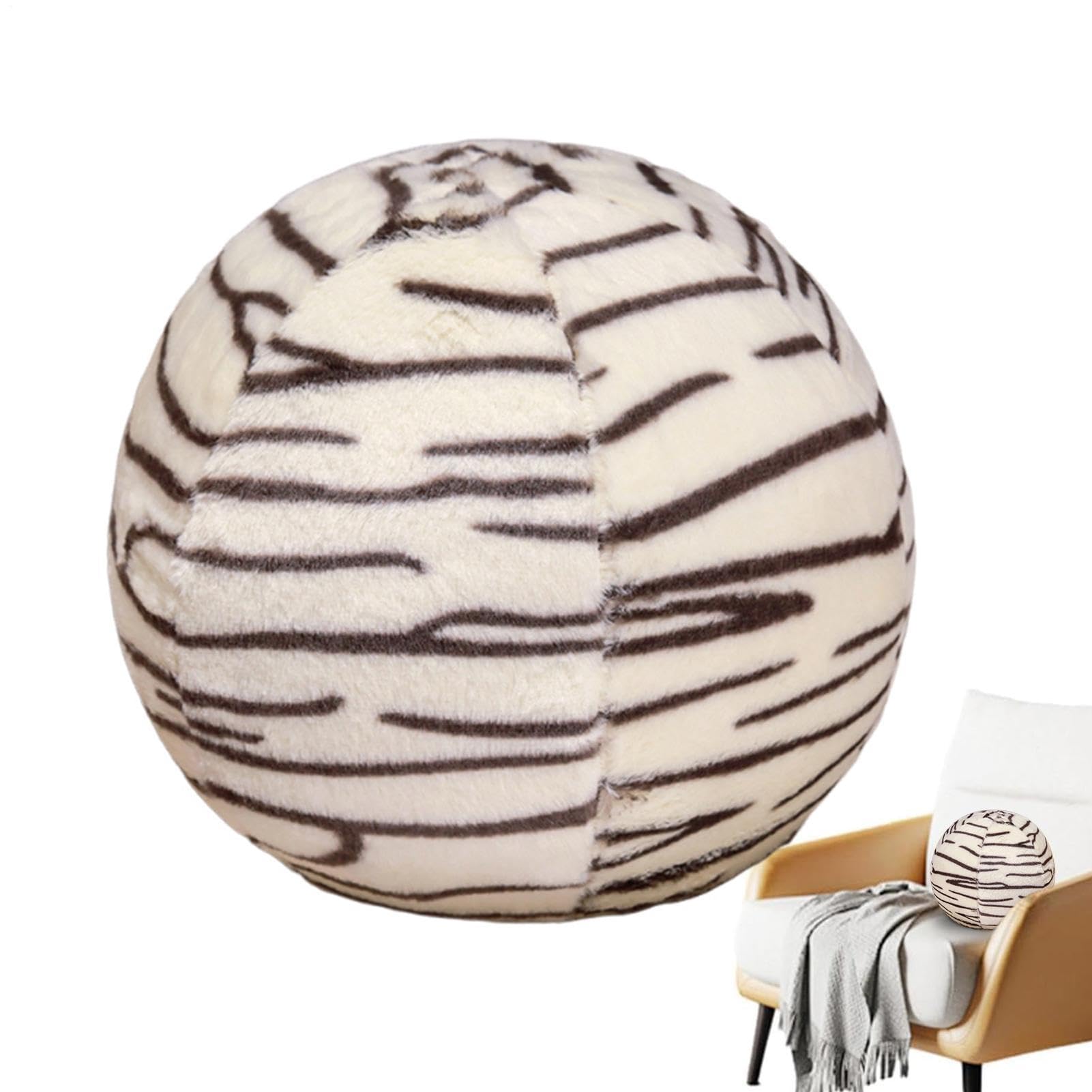 Coussin rond pour canapé en peluche bouclée et oreiller de lit en forme de boule
