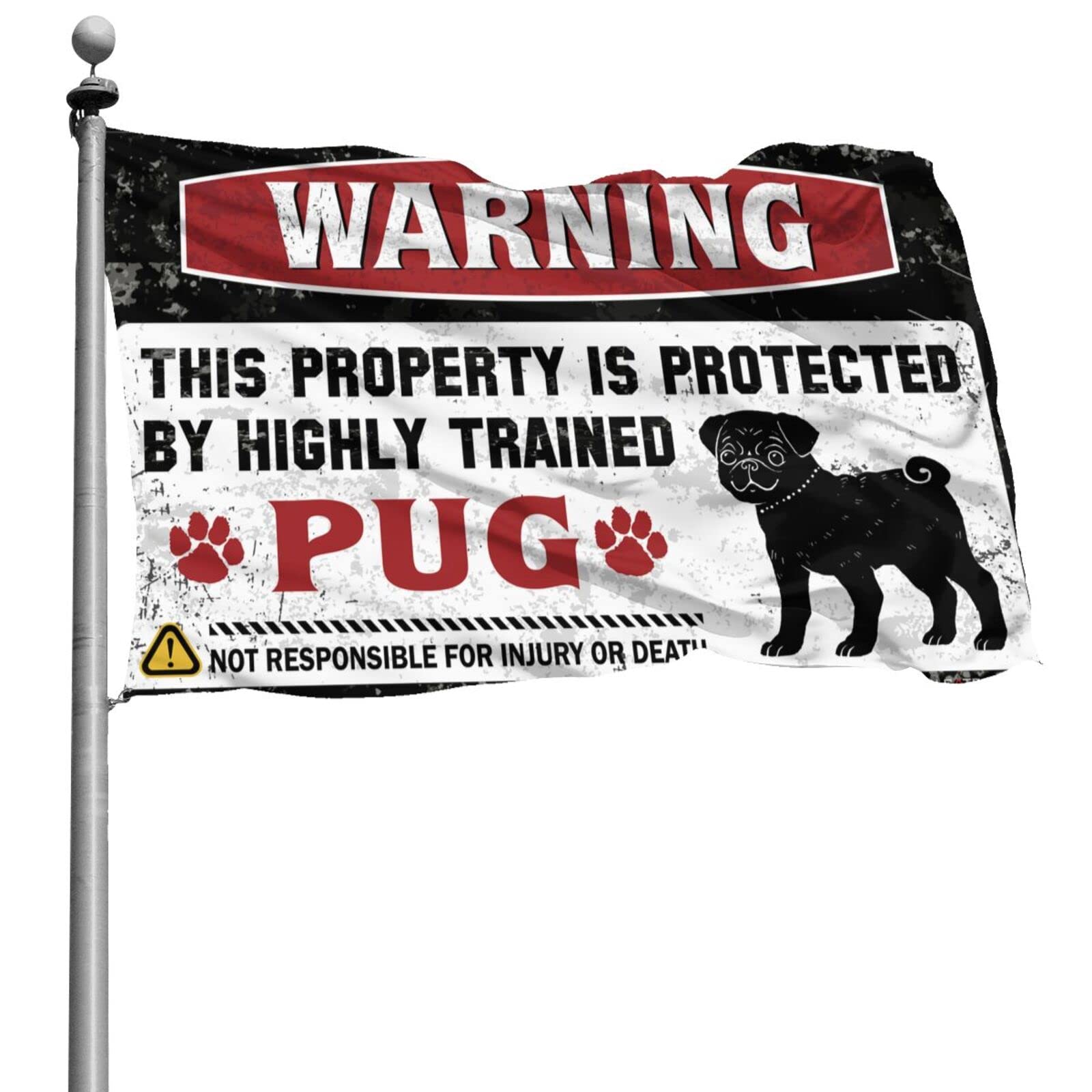 Bandera de pug de 152 x 244 cm para alegrar paredes vacías con humor universitario