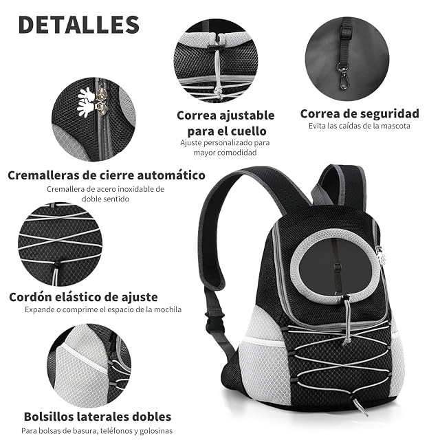 Foto 5 de 6 de PETCUTE Mochila para Perros Ajustable,Transpirable Bolsa de Viaje para Mascotas con Parte Inferior…