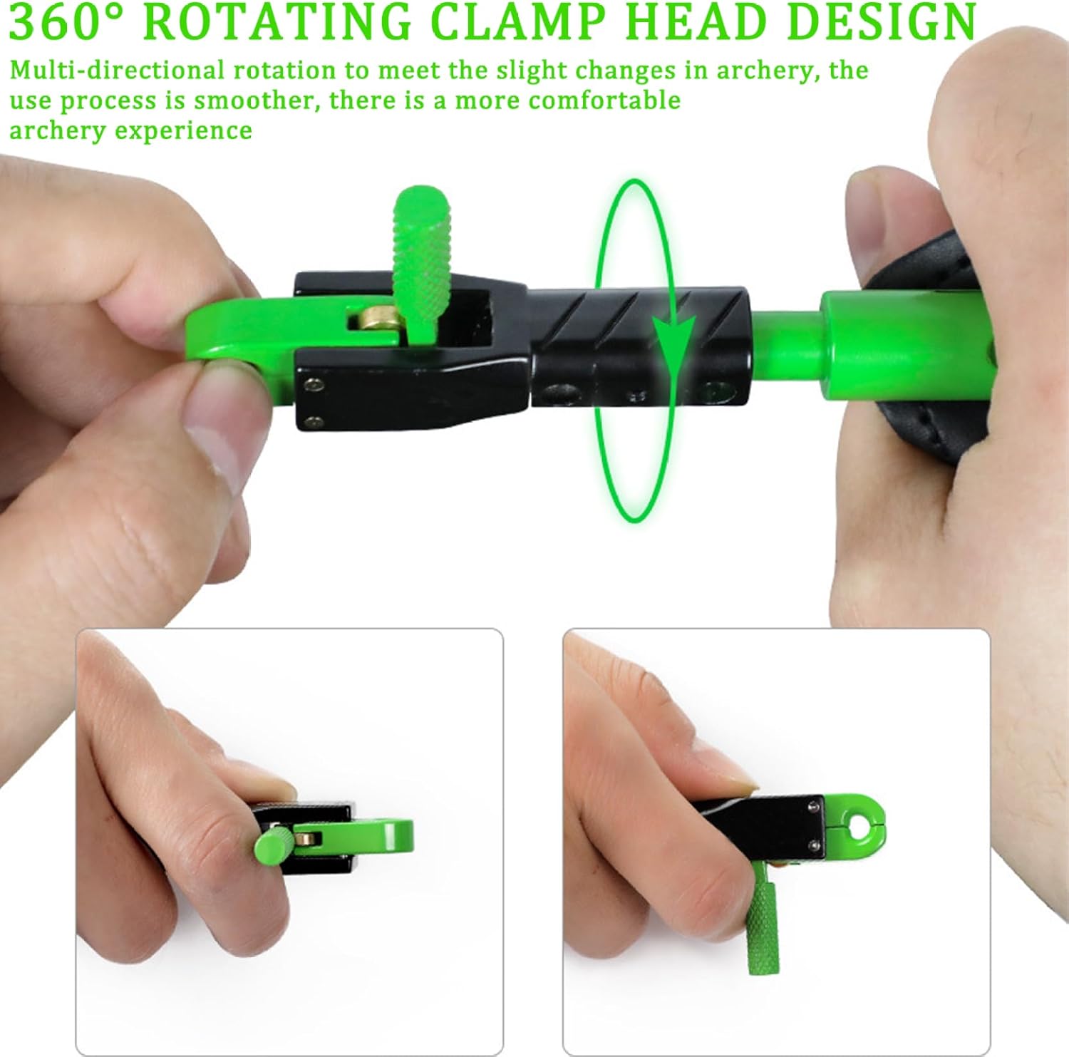 Archery Thumb Release, Bow Release, Adjustable Index Finger Archery, 360 Degree Rotatable, Automatic Closure, Bow and Arrow Accessories, Aids