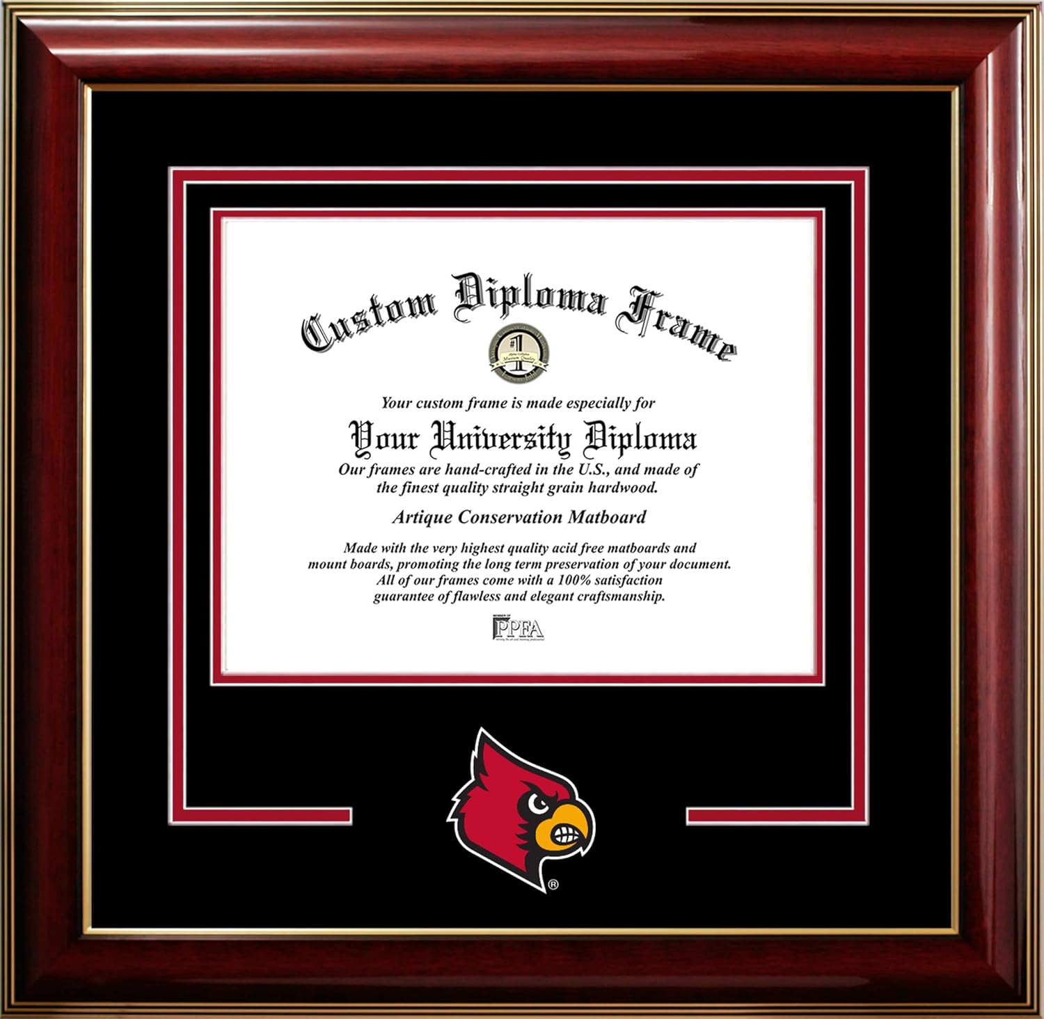 Campus Images University of Louisville Cardinals 17w x 14h Classic Spirit Logo Diploma Frame