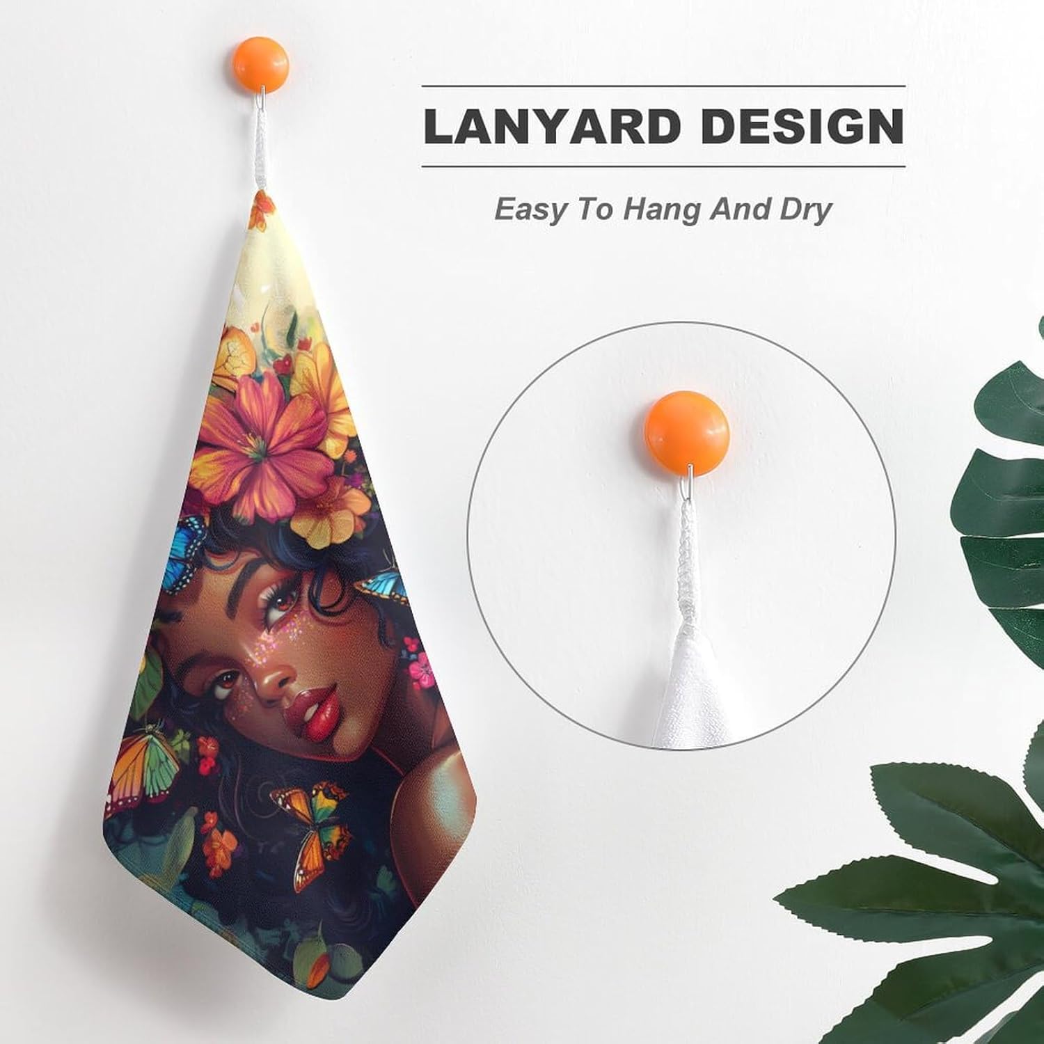 African Am-erican Flower Black Women Towel Hand Towels Decorative Towel for Bathroom Kitchen Shower Gym 4PCS