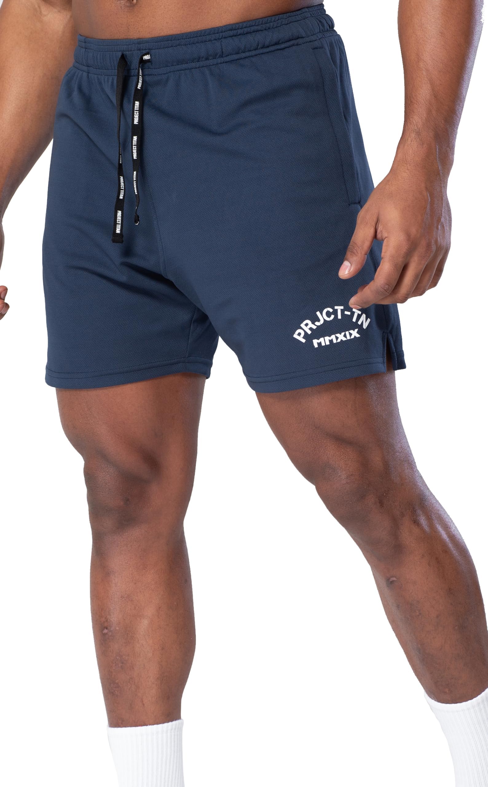 Project TitanMen's MMXIX Mesh Workout Shorts Lightweight Athletic Training Shorts with Zipper Pockets 6"
