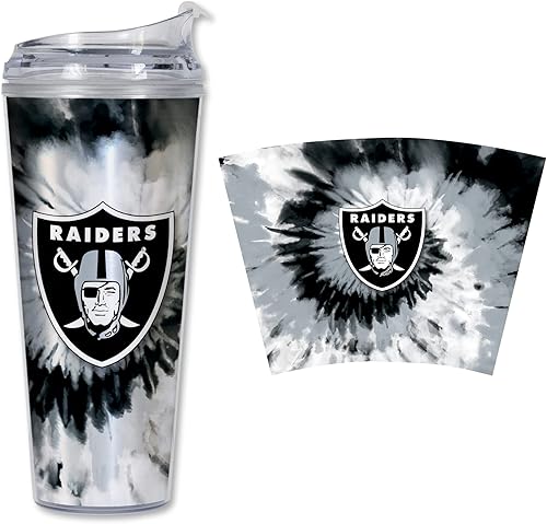 Miniatura 67 de Rico Industries NFL Football Glitter 24 onzas Vaso de purpurina acrílico con tapa con bisagra, Vaso de doble pared oficialmente licenciado
