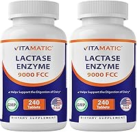 Vista 10 de Vitamatic Enzima de lactasa 9000 FCC 240 comprimidos - Caplets de alivio para la intolerancia a la lactosa