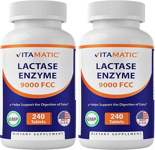 Miniatura 10 de Vitamatic Enzima de lactasa 9000 FCC 240 comprimidos - Caplets de alivio para la intolerancia a la lactosa