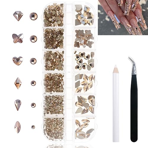 Yatinkim 810 piezas de uñas de gel con diamantes de imitación gemas de manicura piedras de joyería acrílicas suministros de decoración accesorios de