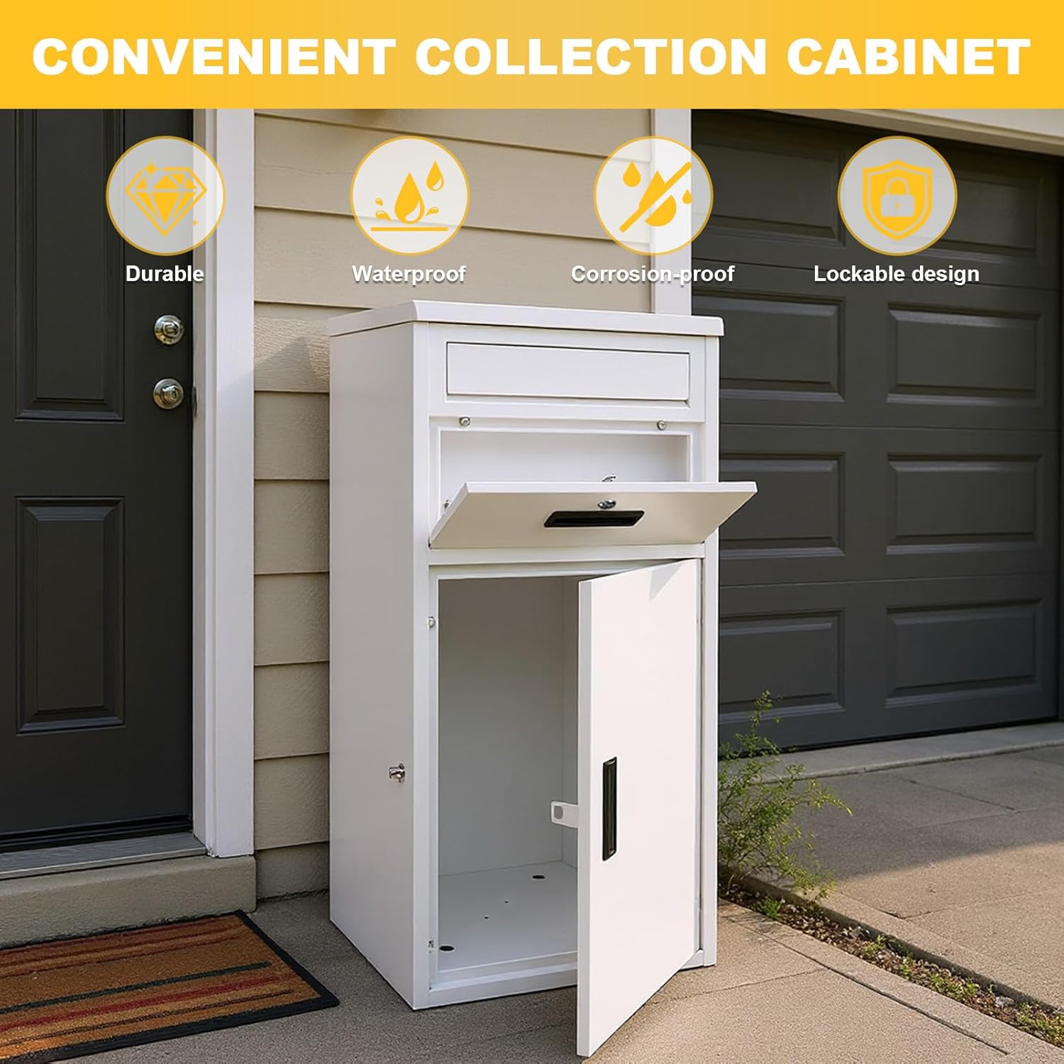 Generic Anti-Theft Parcel Drop Boxes with Lockable Secure Outdoor Package Delivery Waterproof Package Drop Container for Secure Package Deliveries