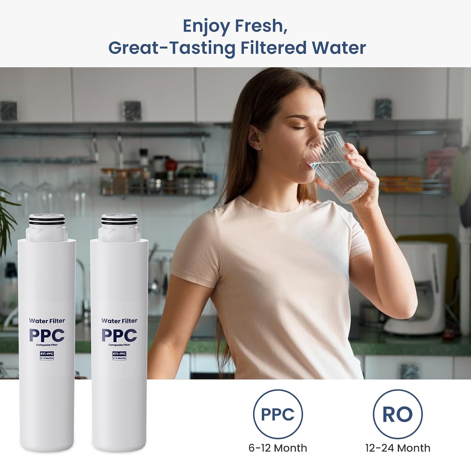 RT1-PPC Carbon Block Water Filter Replacement Set Compatible with Stokk T1 Countertop Reverse Osmosis Water Filter System, 6-12 Month Lifetime 2 Pack