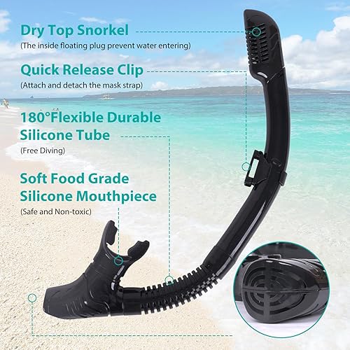 Miniatura 5 de Máscara de buceo, máscaras de buceo para adultos, juegos de esnórquel, gafas de natación de vidrio templado antivaho, equipo de esnórquel con vista