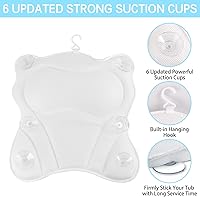 Vista 5 de Almohada de baño de lujo, almohadas de baño para soporte de cuello y espalda, almohada ergonómica para bañera con malla de aire 4D suave + 6