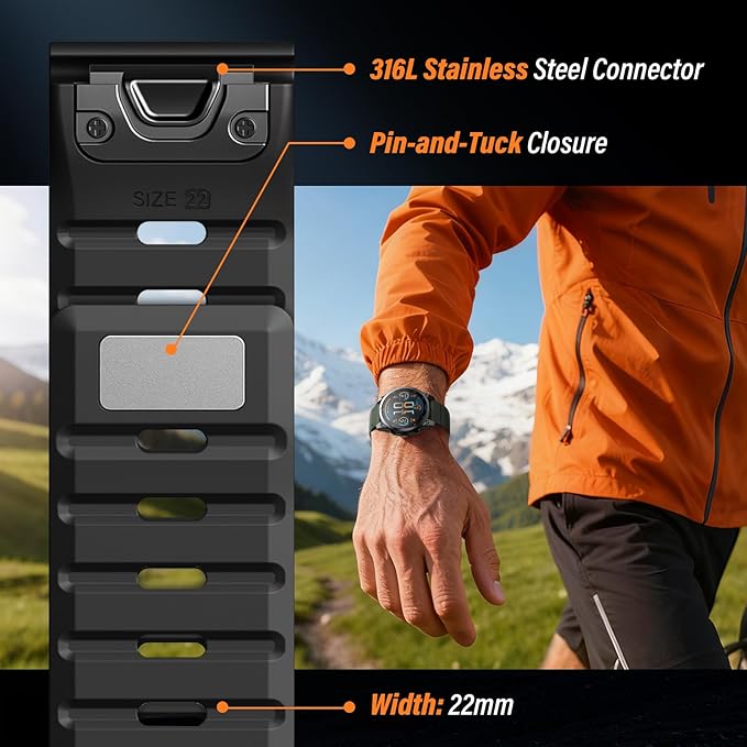 Correa magnética de silicona 22 mm para Garmin Fenix 7/6/5/Epix miniatura 4