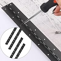 Vista 5 de 4 bisagras de piano resistentes, bisagras negras continuas y de piano de 18 pulgadas, grosor de 0.05 pulgadas, ancho abierto de 1.2 pulgadas, ideal