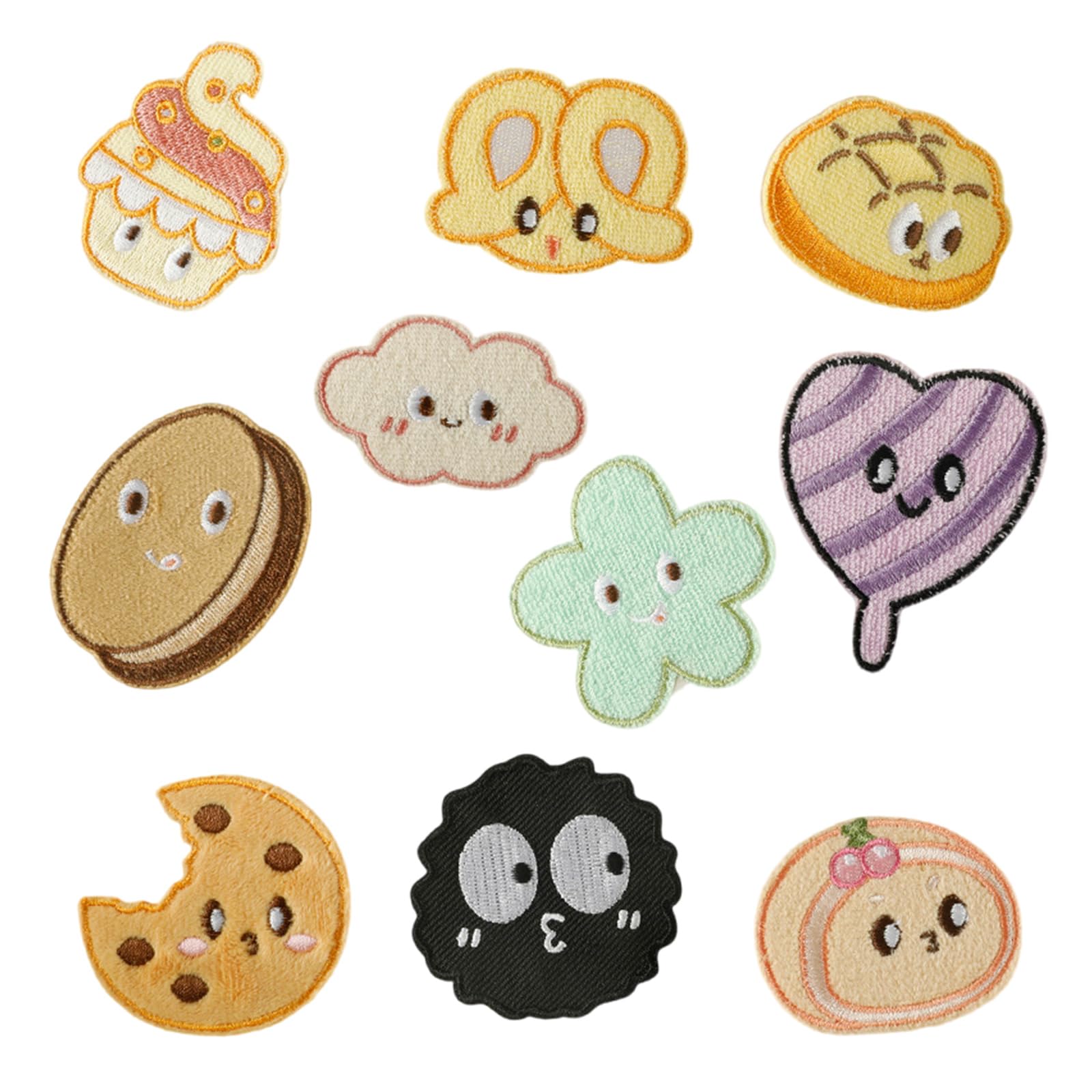 Buxuaaaa 10 Sets 10 Pcs Cookie Iron On Patches Applique Patches Hamburger Repair Cartoon Food Embroidery For Jeans Bag