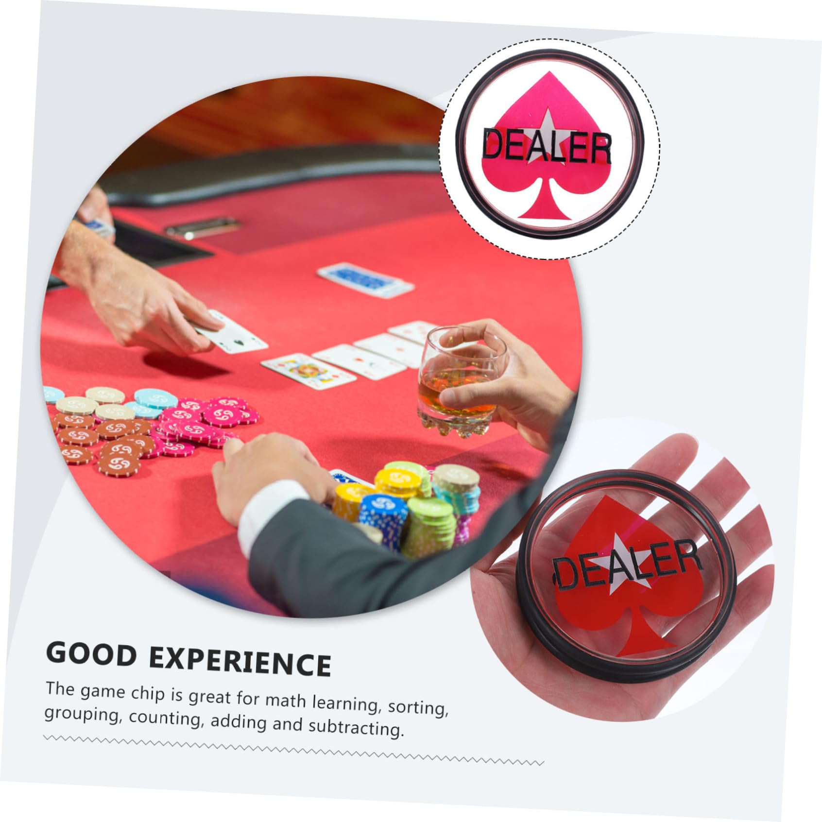 Toyvian 3 Piezas Tarjeta De Prensa del Distribuidor Botón del Disco del Crupier Botón De Repartidor para Texas Holdem Titular De Fichas De Póquer Acrílico Niño Tarjeta De bits Pequeña