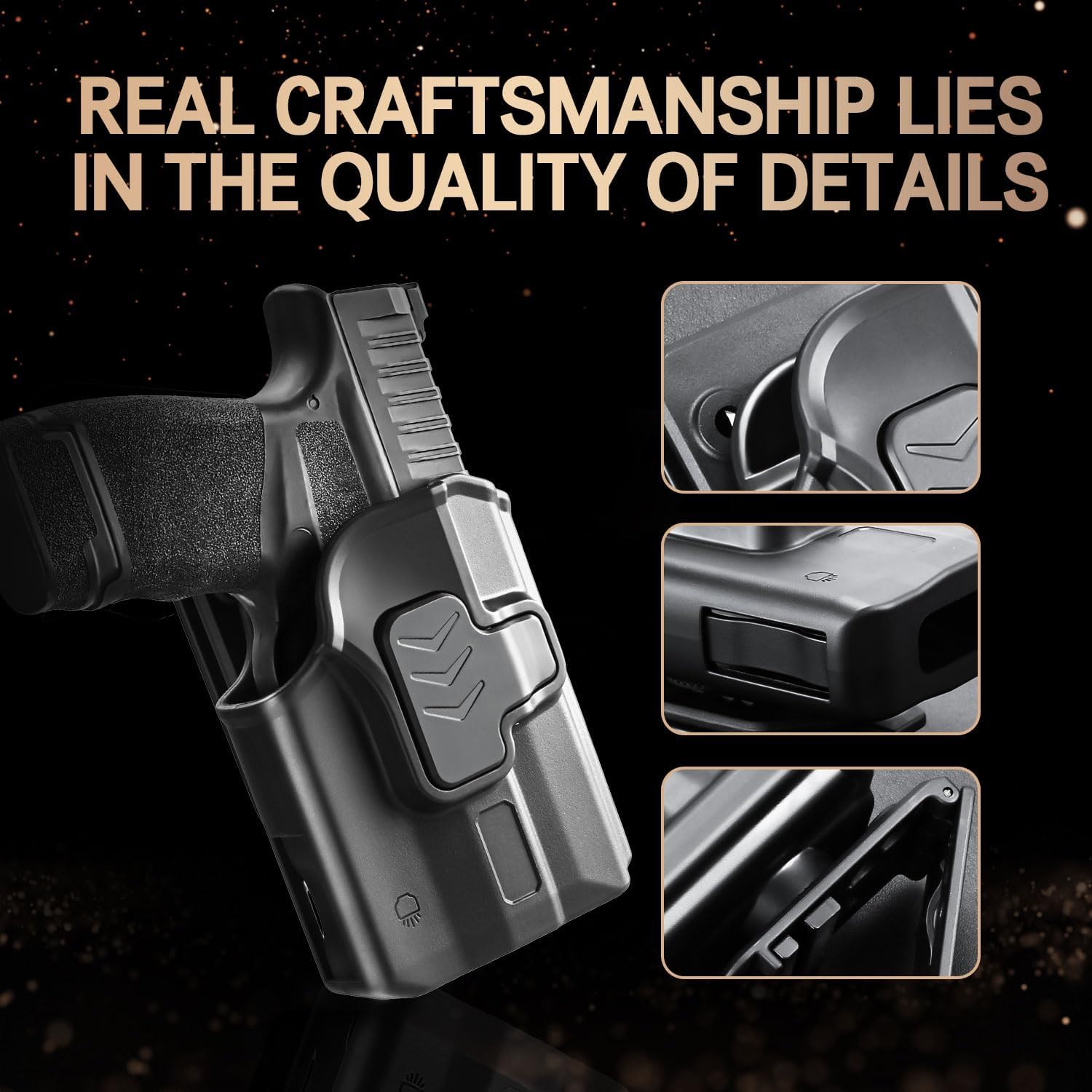 WARRIORLAND Hellcat TLR-6 OWB Holster Index Finger Release Fit Springfield Hellcat with TLR6, Outside Waistband Carry Holster for Hellcat TLR6, 360 Degree Adj. Belt Clip Fit 1.5-2.25 Inch Belt, Right