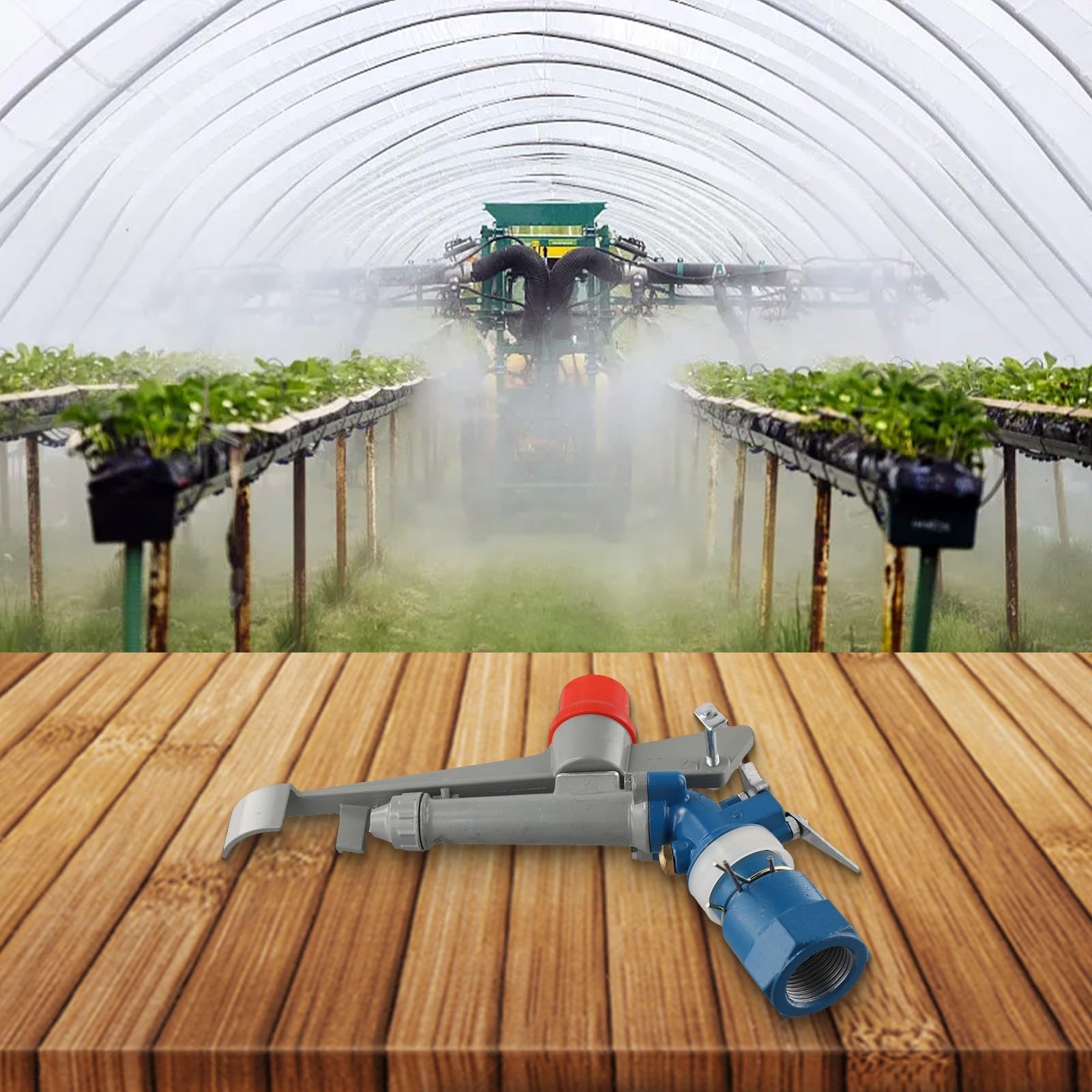 Verstellbarer Rasensprenger 1 Zoll aus Zinklegierung, 35-40 m Reichweite für Garten und Landwirtschaft, 360° Bewässerungsdüse wassersparend silber