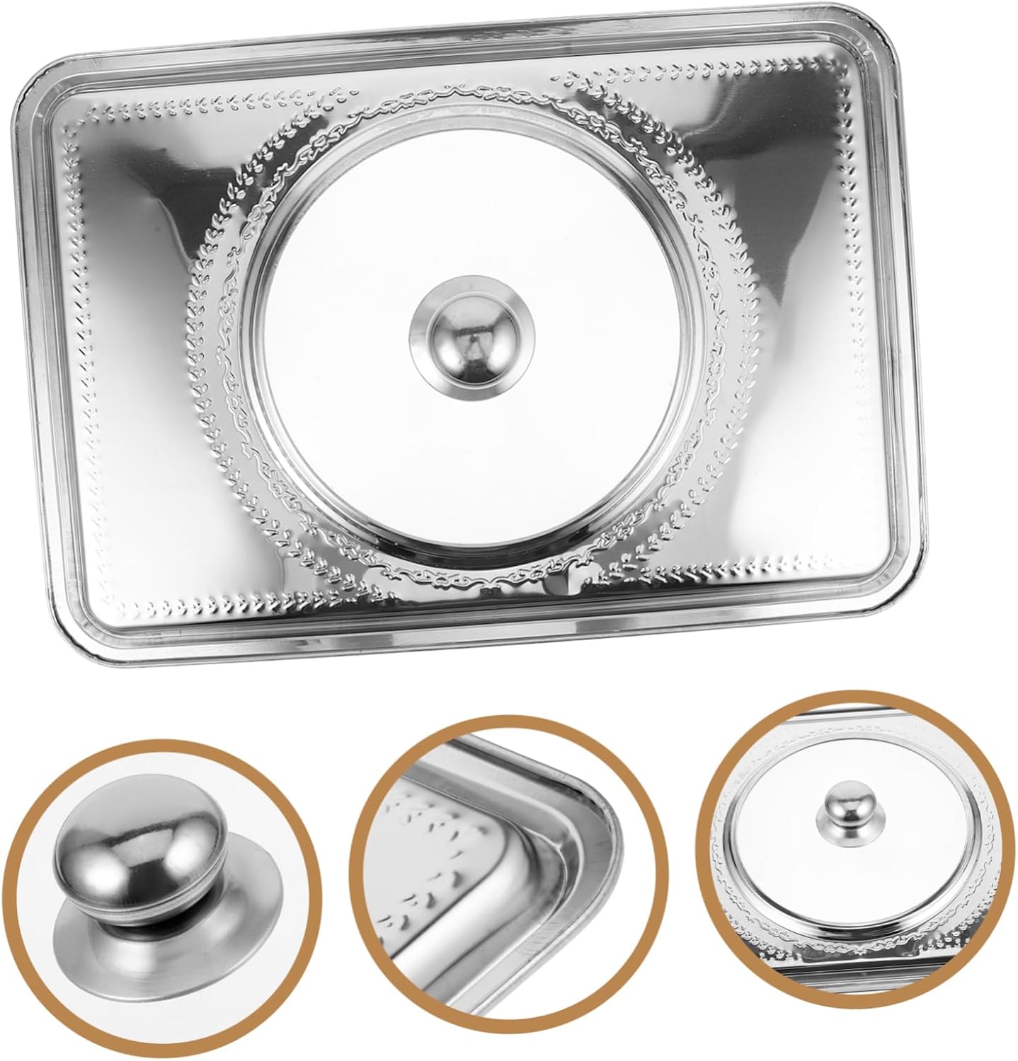 Stainless Steel Kitchen Plate Lid Heat Resistant Seafood Pan Cover with Transparent Design for Easy Viewing for Buffet Catering and Home Use