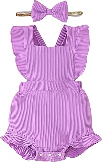 Baby Girl Ruffled Jumpsuit and Headband Set