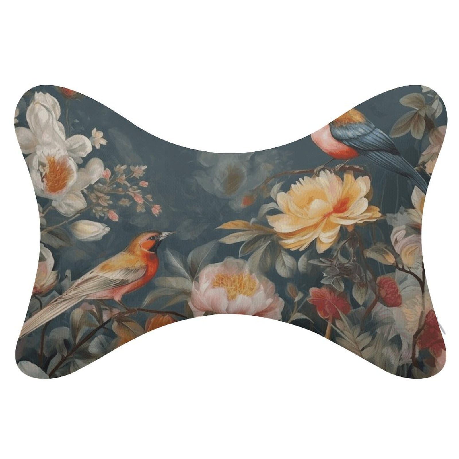 FekiLoot Flowers Birds Car Headrest Set of 2,Softness Memory Foam Car Neck Pillow with Breathable Removable Cover Car Neck Support Pillow Ergonomic for Driving, Office