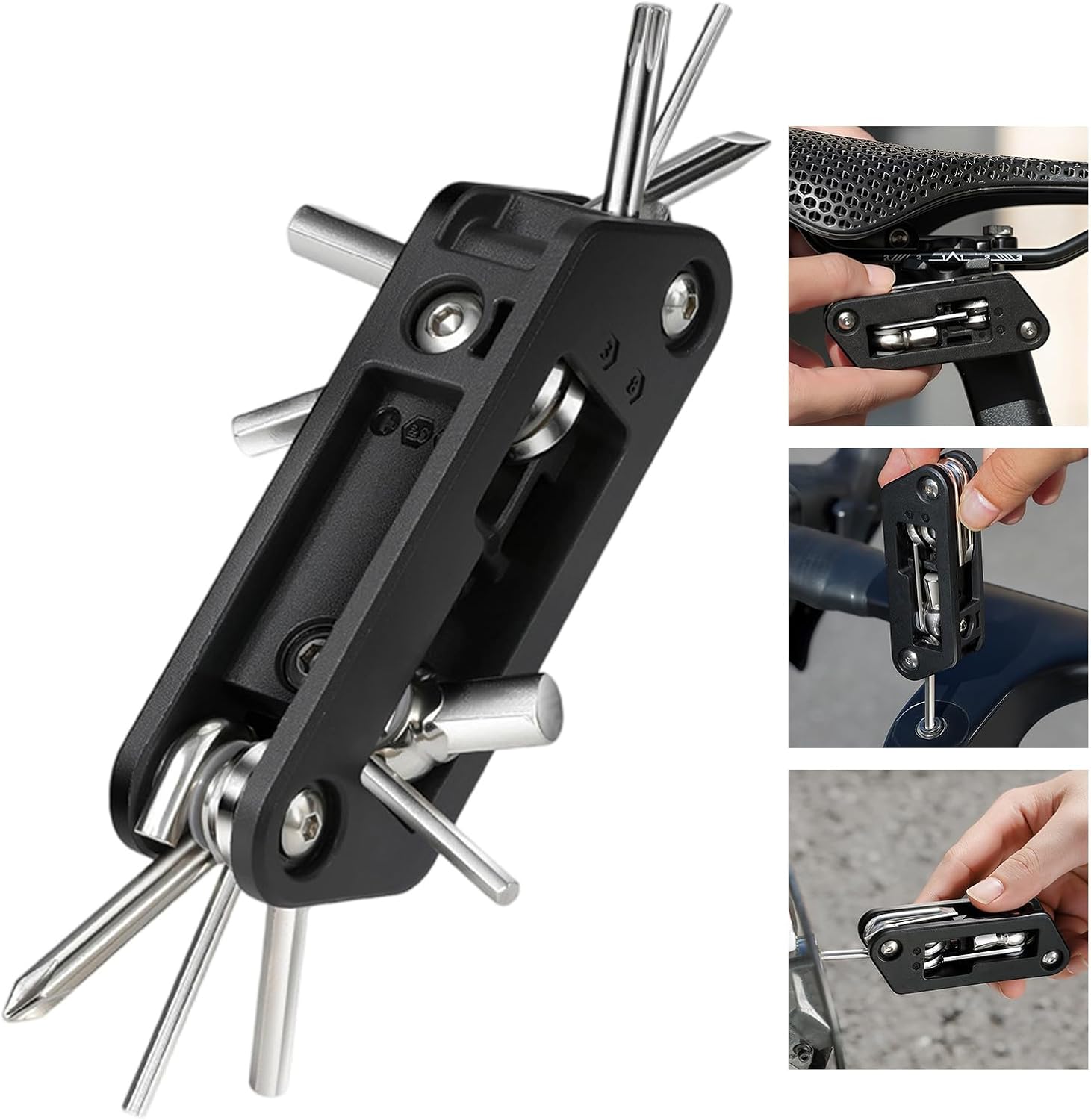 Portable 10 in 1 Bicycles Multifunction Tool Folding Hexagonal Spokes Wrench Space Saving Mountain Bike Screwdriver Bicycles Multifunction