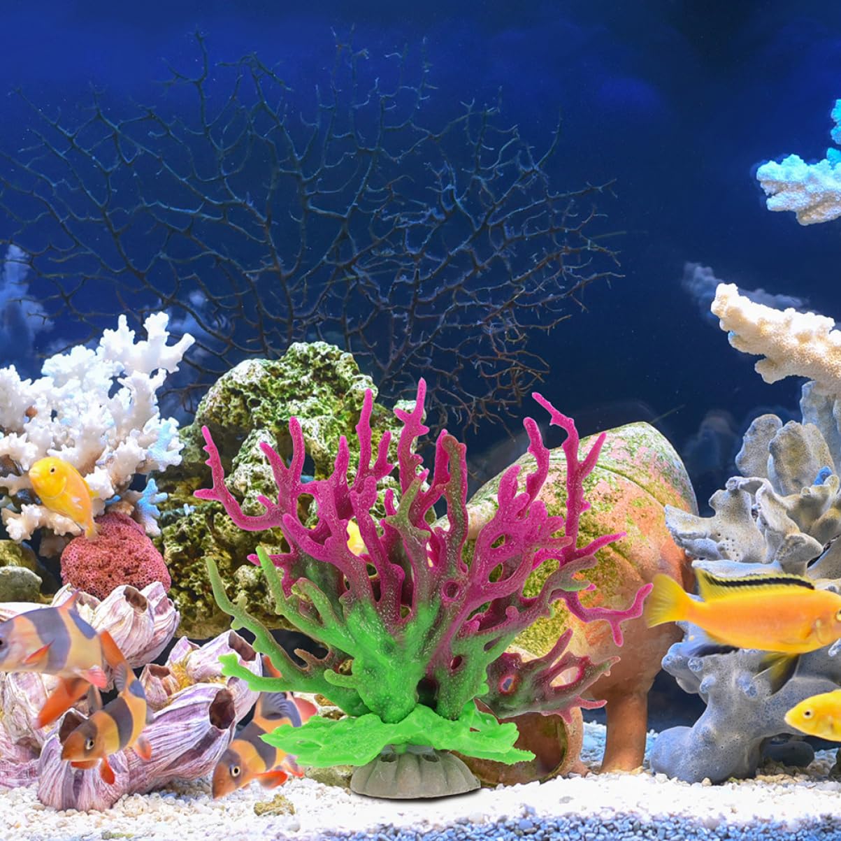 Yardwe 4piezas Decoración De Acuario Coral Artificial Elegante y Accesorio De Pecera De Resina para Naturales Acuarios