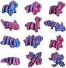 LALASTYULE 12PCS 3D Printed Mini Animals Set Articulated Dinosaur, Turtle, Bat, Rhino & More Movable Joint Fidget Toys Home Office Decor Educational Collectibles (Purple)