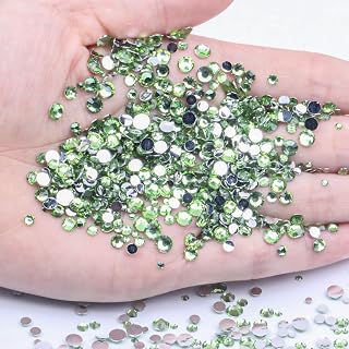 1440pcs Flatback Rhinestones Mix - SS3 to SS16 Assorted Sizes (1.3mm-4mm) Premium Glass Acrylic Gems for Nail Art, Phone Cases, DIY Crafts, Clothing, Jewelry Making (Light Green)