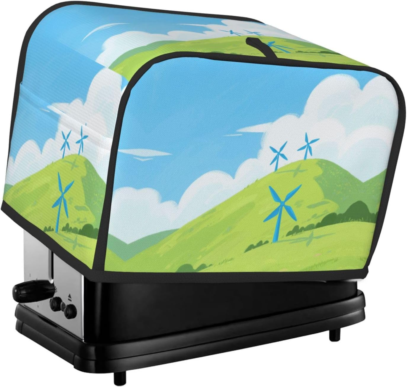 Green Blue Toaster Cover 2 Slice, Waterproof Bread Machine Covers with Pockets Universal Size Kitchen Small Appliance Cover with Handle, Dust and Fingerprint Protection