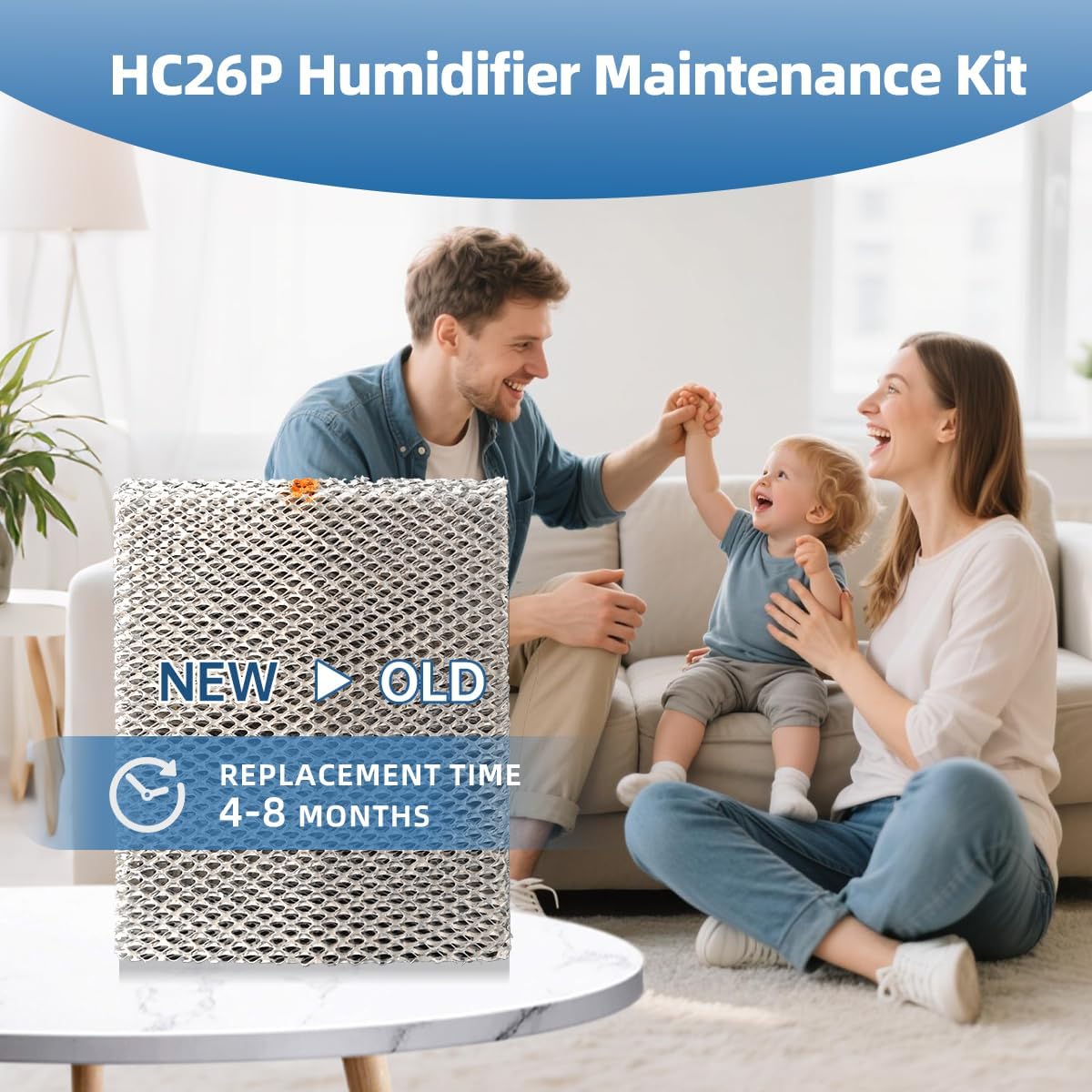 HC26E1004 Humidifier Pad Water Panel Evaporator Compatible with Honeywell HE365 HE360 HE300 HE265 HE260 HE250 HE200 Aluminum Mesh Replacement Filter 2-Pack