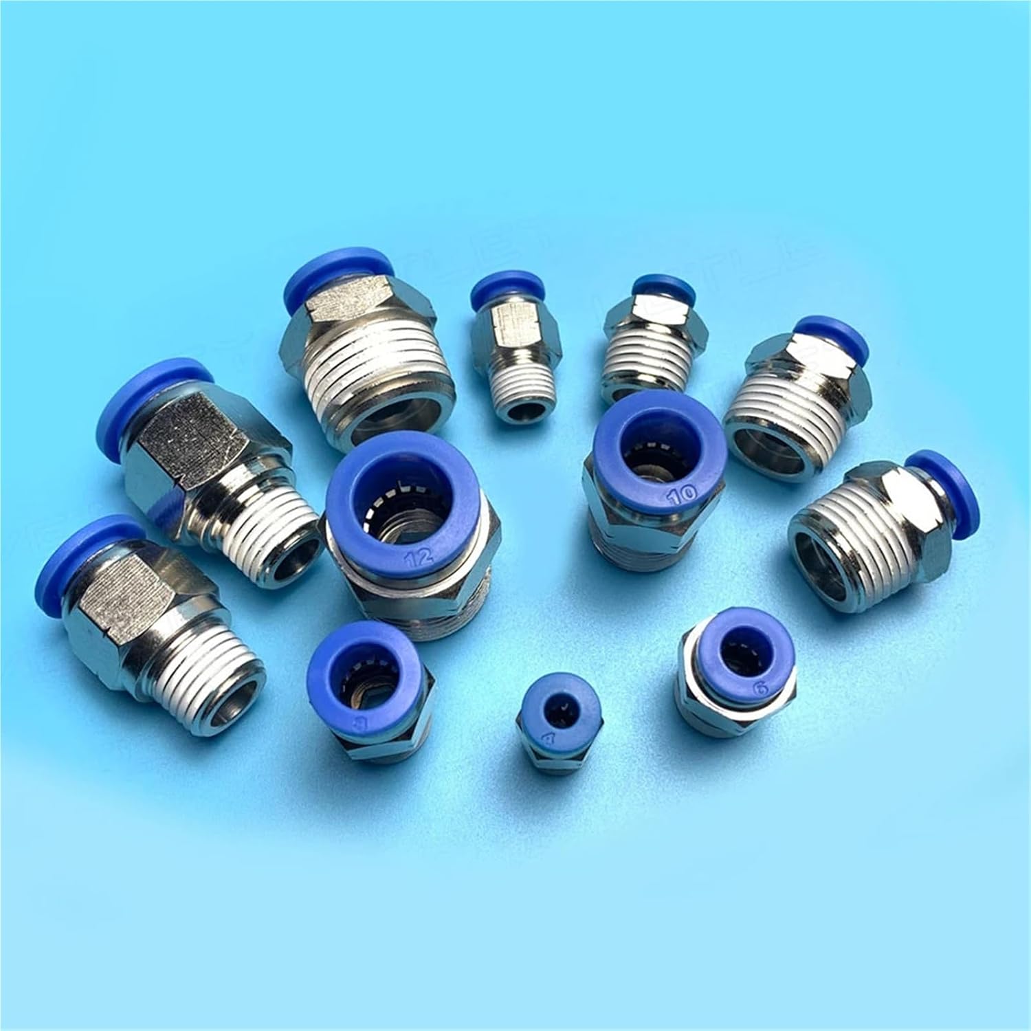 PC Pneumatic Quick Coupling Thread 1/8 "1/4" 3/8 "1/2" PU Hose Air Pipe 4 6 8 10 12MM 6-N02 8-N02 1Pcs(PC6-N03(NPT3l8))