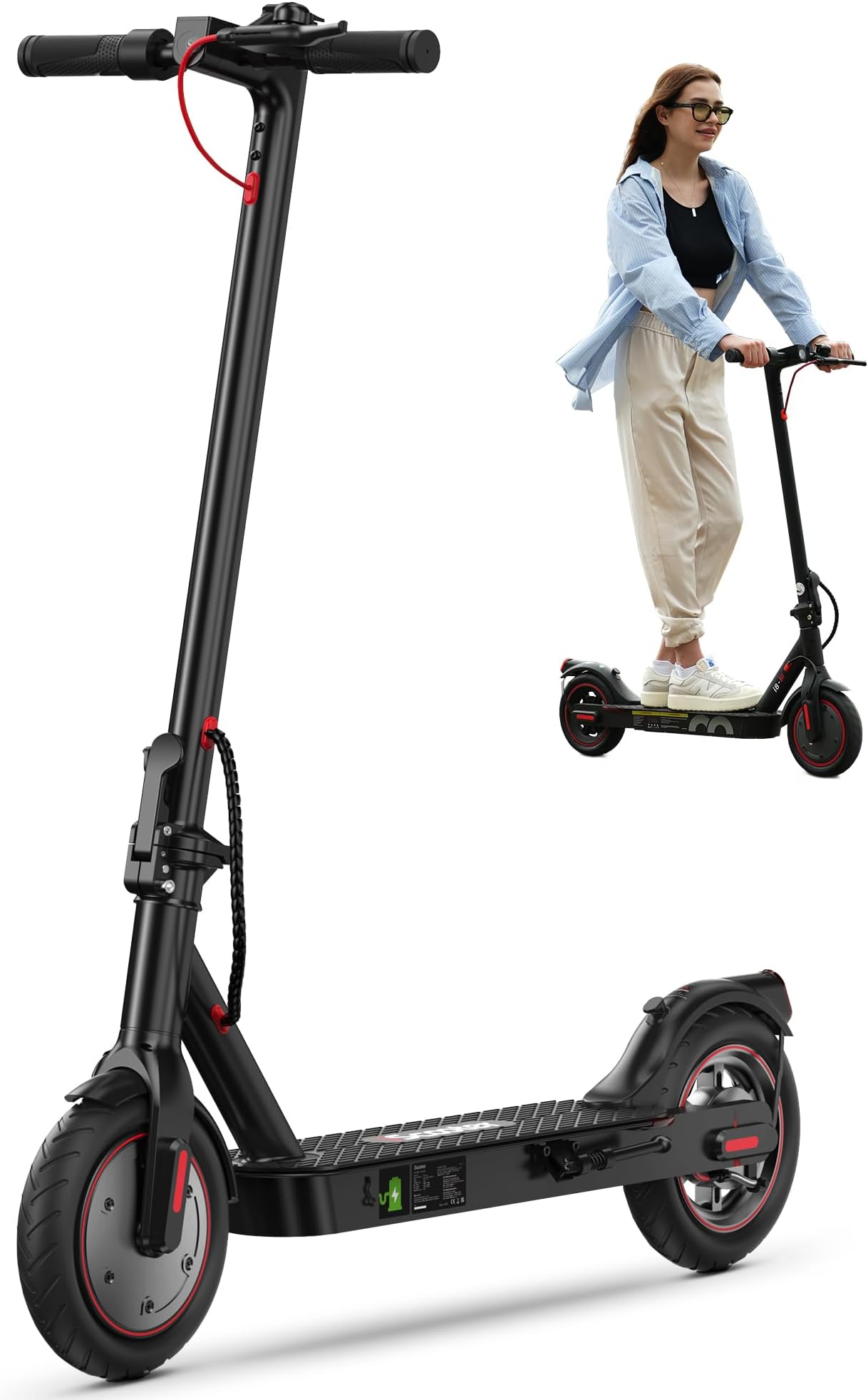 iScooter Electric Scooter Adults & Big Kids, 18/15/12 Miles Long Range,22/19/18 Mph Top Speed, Commuting Electric Scooter with Cruise Control, Double Braking Systems Escooter for Adults and Teens