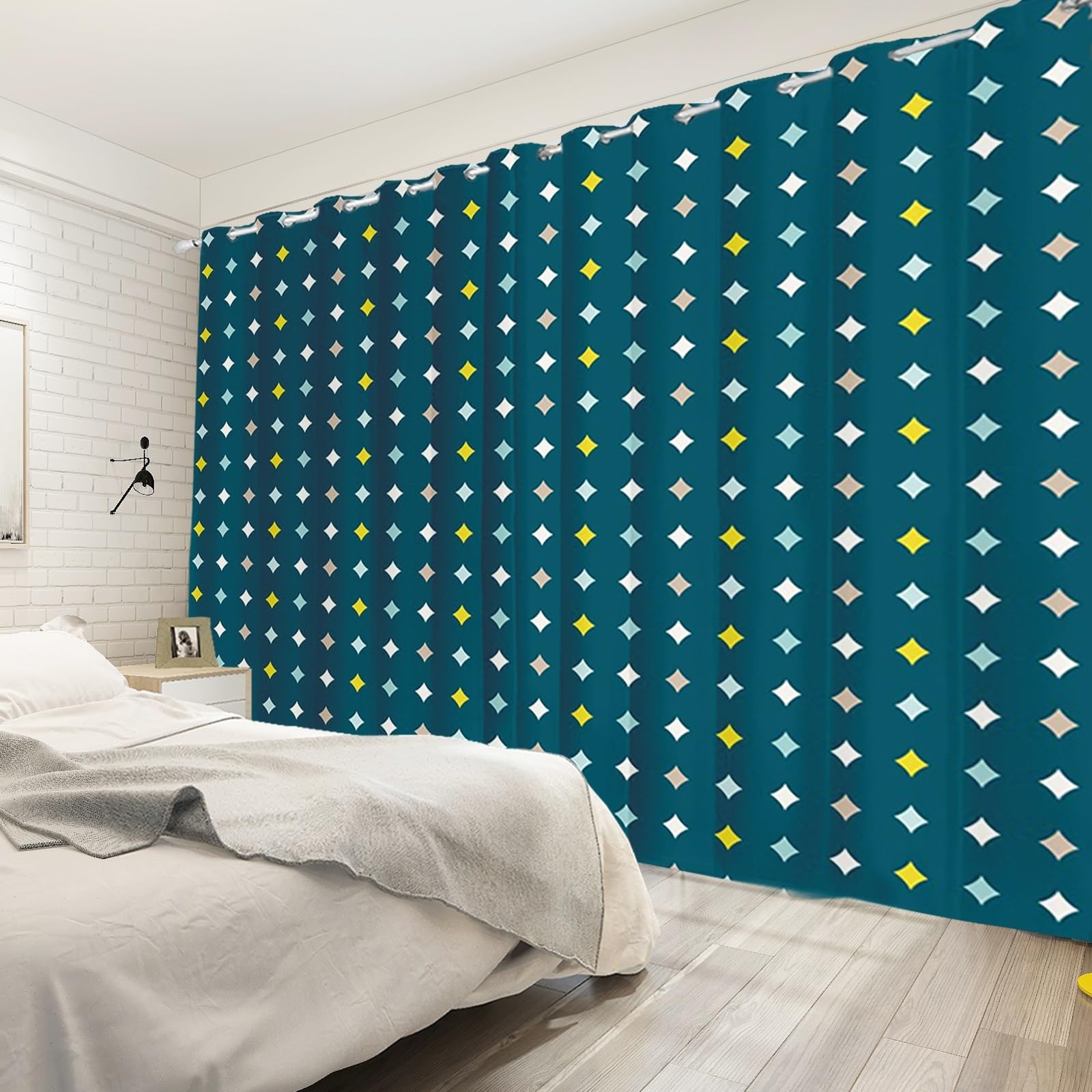 135x229cm Tenda con occhielli Colorato Diamante Astratto Stelle brillanti geometrica Termica Divisori per ambienti Oscurante Tende per finestre per Camera da letto Soggiorno,2 pannello
