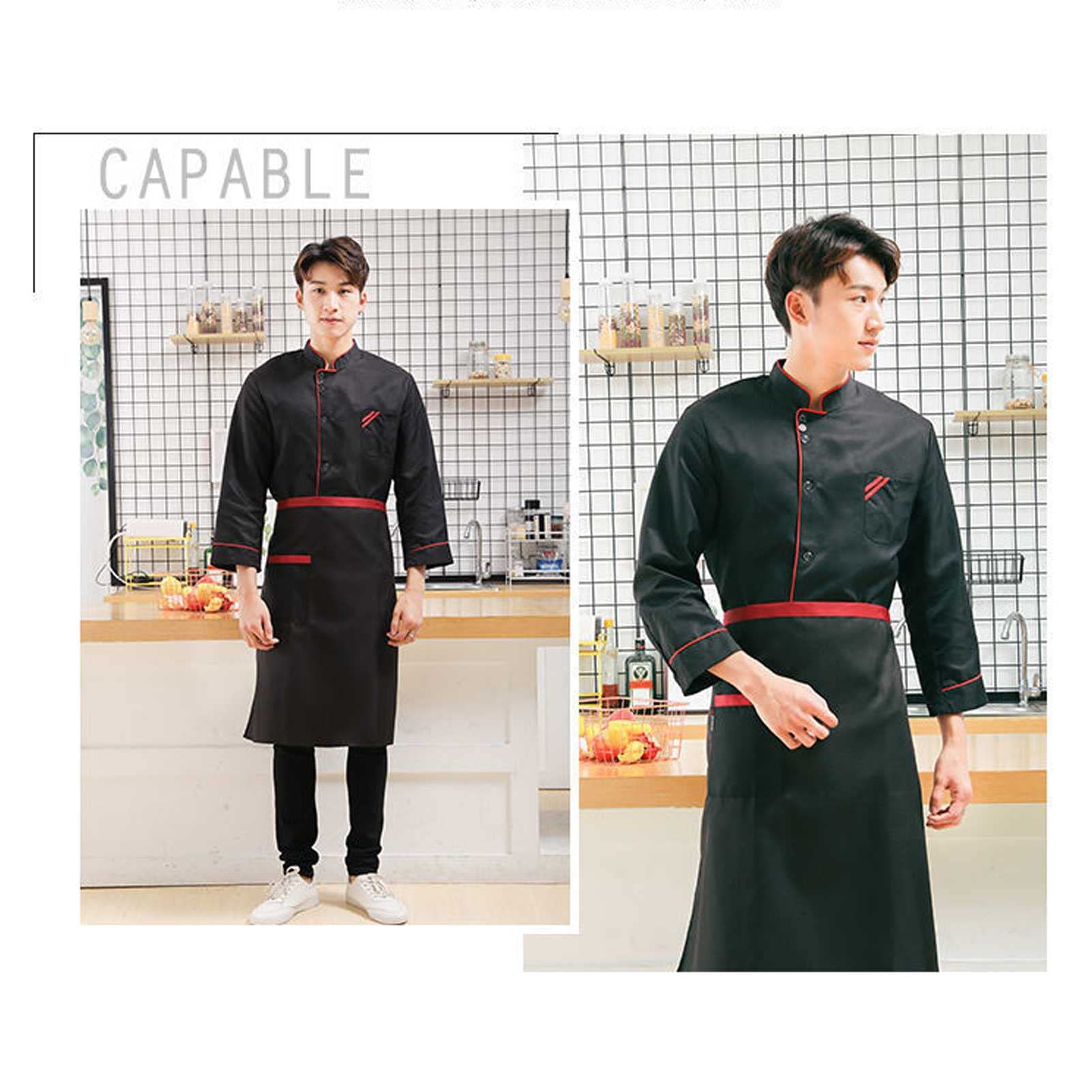 FAXIOAWA Giacca da Chef Unisex da Cucina per Ristorante, Top da Chef con Chiusura a Bottone, Uniforme da Chef, Abbigliamento da Lavoro
