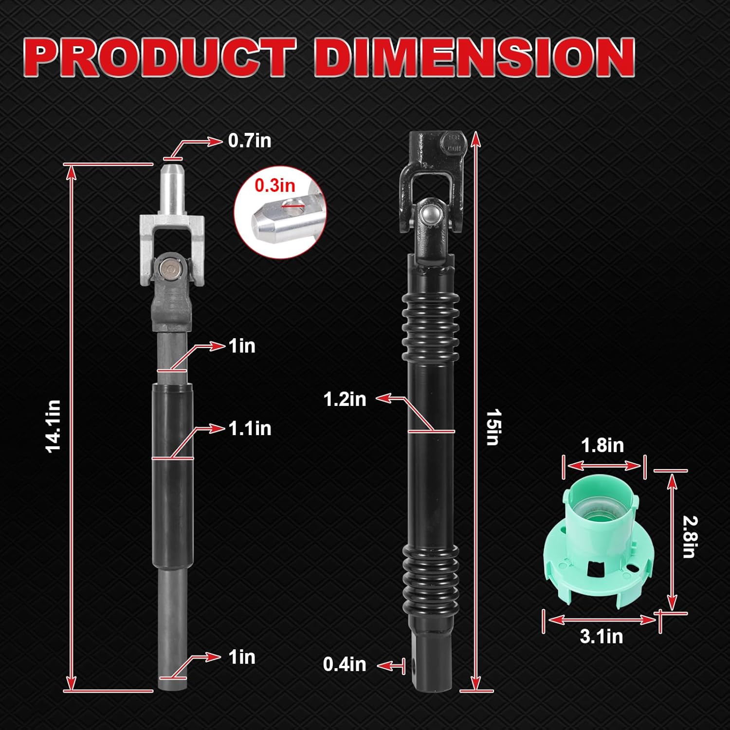 Upper & Lower Intermediate Steering Shaft Column Compatible with Cadillac Escalade GMC Sierra Yukon Chevy Silverado Avalanche Suburban 1999-2006 4WD Only Replaces# 25958109 19329330
