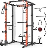 FLA01 Power Cage Multi Function Squat Rack with Cable Crossover System,2000LBS Capacity with LAT Pulldown,10-in-1 Home Gym