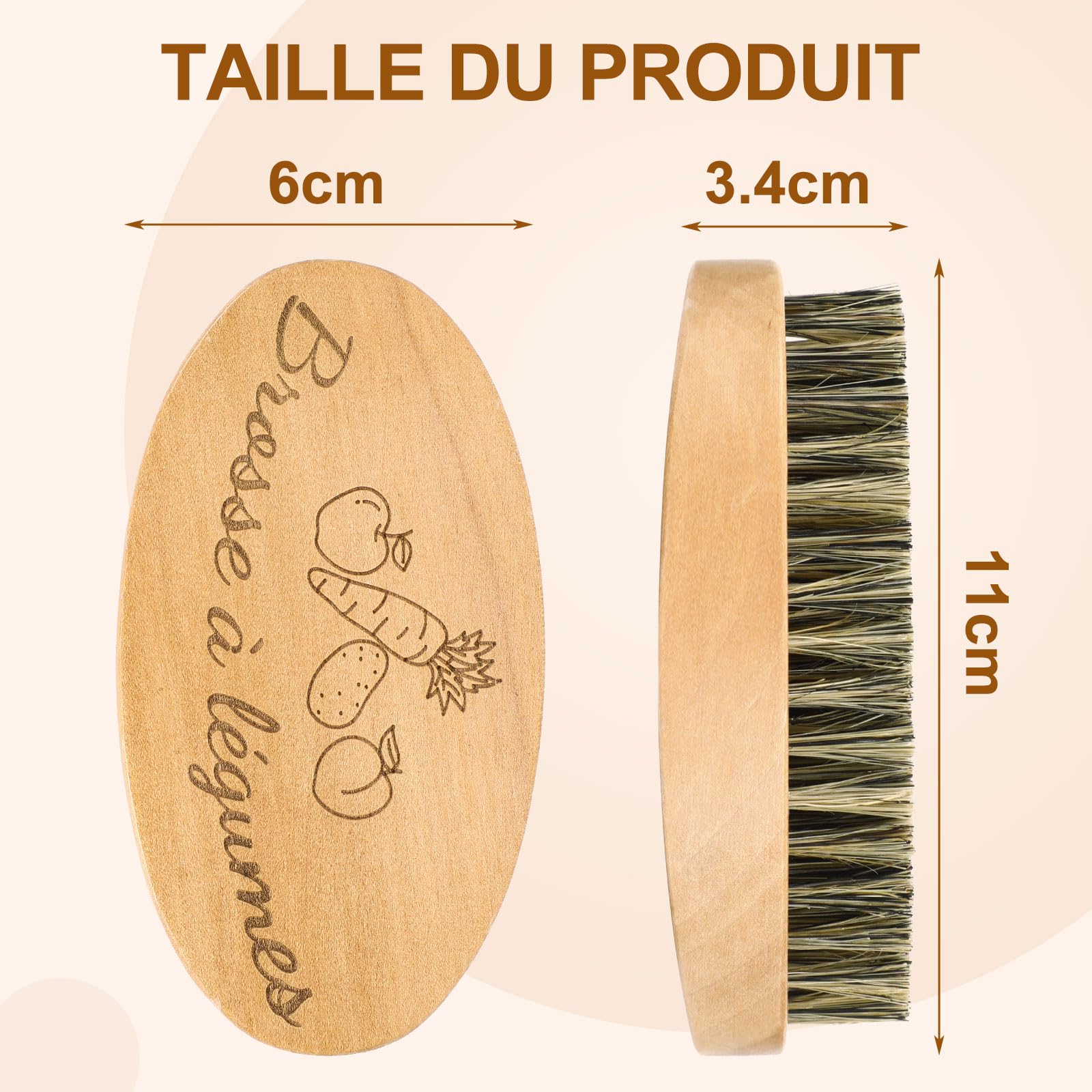 AUGSUN Brosse à Légumes, Brosses à Récurer pour Plats Fruits et Légumes, Brosse de Nettoyage pour Cuisine Jardin et Ménage