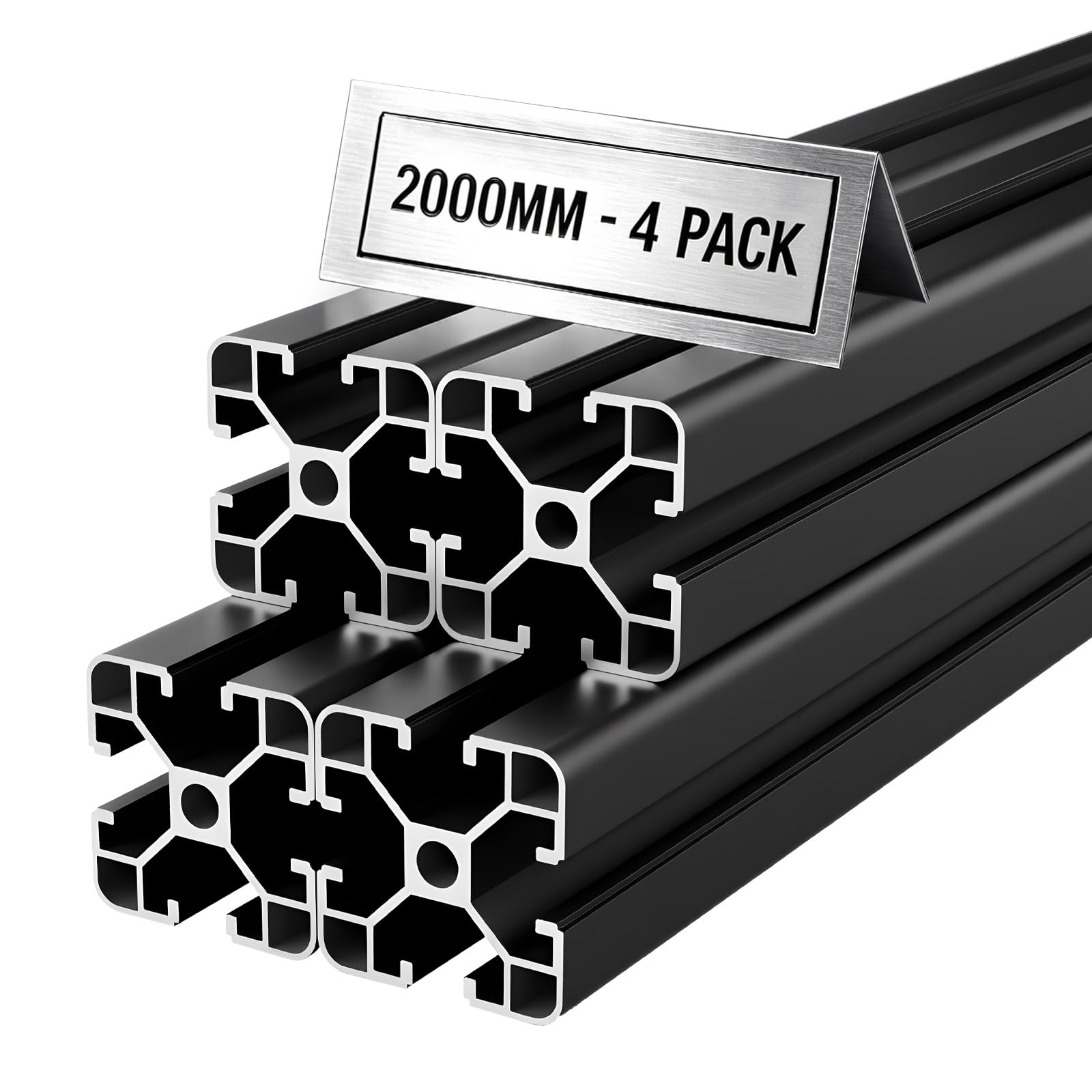 VEVOR 4040 Aluminium Profile 4 Stk. 2 m, Eloxierte T-Nut-Aluprofile nach EU-Standard, Hochfestes Strangpressprofil, Aluminiumschiene für 3D-Druckerteile, CNC-DIY-Werkbänke und Montage, Schwarz