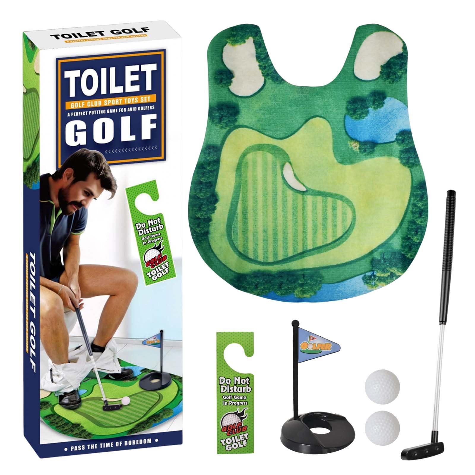 Coffret Cadeau de Golf de Toilette, Mini Cadeau Amusant pour Homme, Jeu de Toilettes, Jeu de Salle de Bain, Salle Bain Golf Set, Golf Toilettes Jouet, pour hommes anniversaire cadeau d'anniversaire