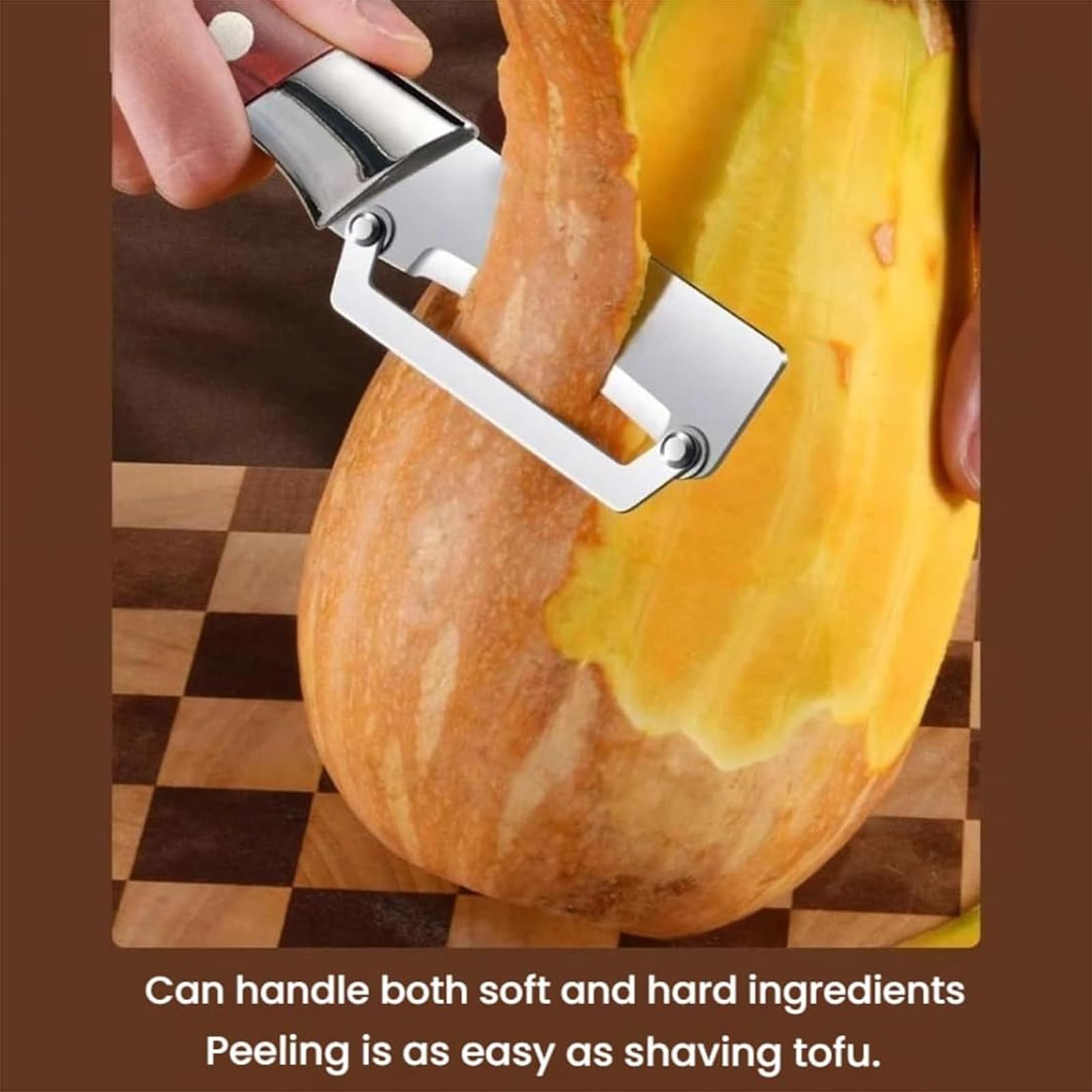 Pela caña de azúcar de Acero Inoxidable, un pelador versátil y Duradero; pelador Reforzado de Calidad Comercial para Calabazas y apio; Mango Ancho ergonómico,B